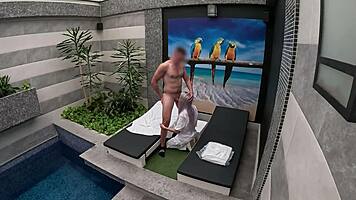 Oh wow, the room service girl gives an amazing blowjob in the private suite!