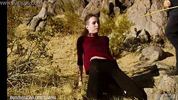 petite submissive drinks piss, gets caned and facesat!