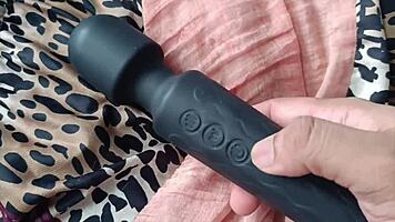 desi hottie strokes cock with feet while buzzing on bed