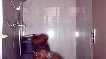real african girl next door baths naked showing plump perky tits for fetish fans