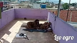 Morena dwarf takes big black cock hard from behind outdoors