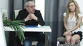 Young natural gets teased and poked by older lecturer!