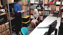 criminal blonde gets impaled by thick white cock in the office