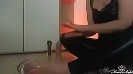 girl uses dildo for handjob and pussy masturbation