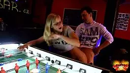 agata gets her blonde ass fucked in the game room outdoors 😏