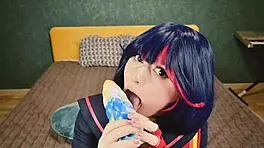 Ryuko Matoi got slammed by her naked teacher in every hole. POV cosplay with anal creampie in spooky anime style!
