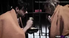 Strangers engage in taboo fucking and blowjob in prison cell with blonde teen 18+