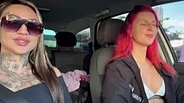 I got surprized in the car with her big natural tits, oh man!