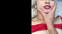Blonde teen moans during hot facial in lingerie