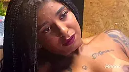 Ariella Ferraz uses dildo on her big tits and pussy solo