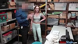 The mall cop's strip search turned into a wild fuck session