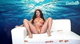 Young Brunette Teen On Webcam Loves Shrimp While Masturbating To Intense Orgasm