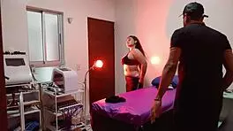 My spa client gets horny and fucks the masseur.