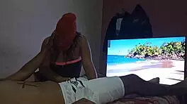 masked colombian babe enters my room and sucks 😍