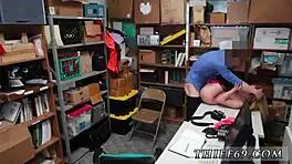 Fake cop threesome at work, petite blonde teen strips and rips clothes