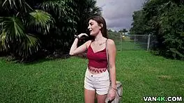 Mae Milano deepthroats Milan Ponjevic's big cock before riding him cowgirl style