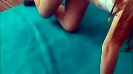 caught the hot latina maid exercising in the living room