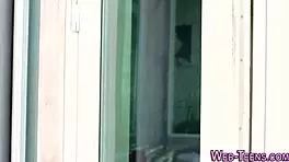 Tiny Teen Licks Petite Girlfriend's Small Tits on Webcam