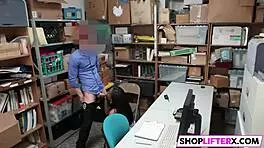 Busty Ebony Teen 18+ Sucks Big Cock After Shoplifting Fail