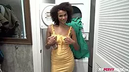 Alina ali displays big tits and pussy while doing chores, receiving facial from monster cock