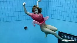 big tits babe silvie swims in pool, revealing hairy pussy and big ass