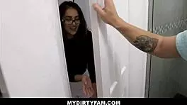 petite latina stepsister rides stepbrother's big dick to orgasm