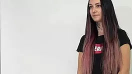 Brunette petite european girl participates in a czech amateur casting interview