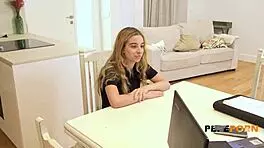 irina at 18 dives into rough doggystyle with natural tits.