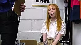 ginger teen blows officer's big cock 😏