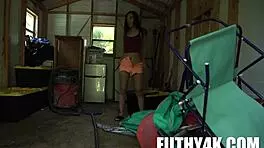 Stepdaughter caught fapping in the shed