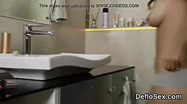 She rubs her tight slit till cumming