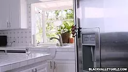 I can't believe how that ebony teen Daya Knight handles my stepdad's big monster cock in our interracial session.