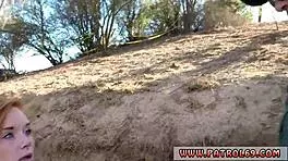 Little redhead teen 18+ hopping borders in police uniform loving cock blowjob! 😏