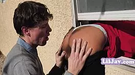 hey, check out this asian pizza delivery teen ember snow getting interracial group action 😏