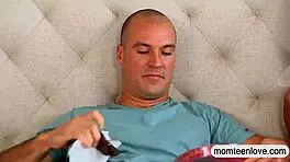 busty milf caught teen 18+ sucking cock in bedroom threesome