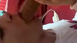 Wow, what a fantastic blowjob from that petite girl with the monster cock!