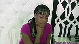 Ebony teen rides and jerks in high-definition hardcore scene with tattoos and blowjob