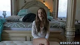 Blonde Teen Pornstar Shyly Shows Her Small Tits And Pussy Backstage