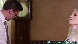 Mormon teen's pussy fucked in missionary taboo