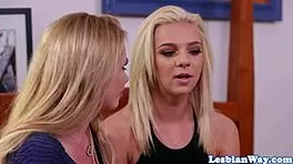 Lesbian Teen 18+ Scissoring with Busty Stepmom in Hot Action