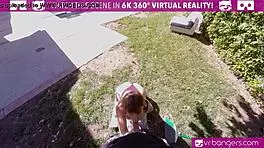 VR Bangers Sexy Brunette Cougar Bangs Young Gardener in Missionary