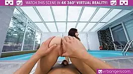 i watched this young brunette get banged hard at the pool side