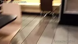 Risky McDonald's bathroom bang with cum on Latina ass!