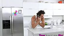 Jerking Babe Creampied With Big Cock And Small Tits