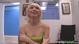 Tiny Teen Blonde Gets Facial Cumshot