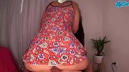 omg, my sexy culona roommate in short dress always up to no good... afternoons get wild, she ends naked with cum everywhere, homemade mess!