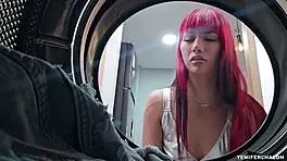 I was doing the laundry in the laundry room on a sunny day