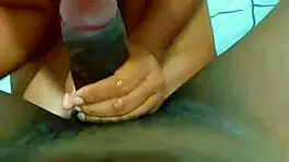 stepsister gives an amazing blowjob in pov, her natural tits getting everything wet