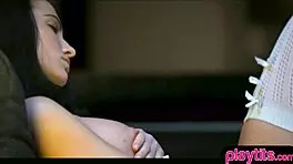 gorgeous brunette teen teases solo with sensual moves at home