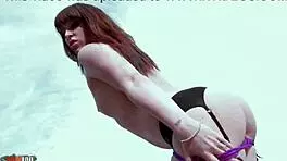 hey, watch allya the hot brunette babe rip her clothes off on the beach rocks, teasing with her small tits and stockings?